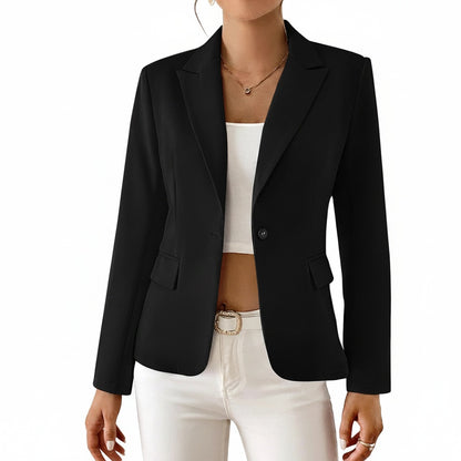 Women's Blazer Long Sleeve Single Button with Notch Lapel and Slim Fit