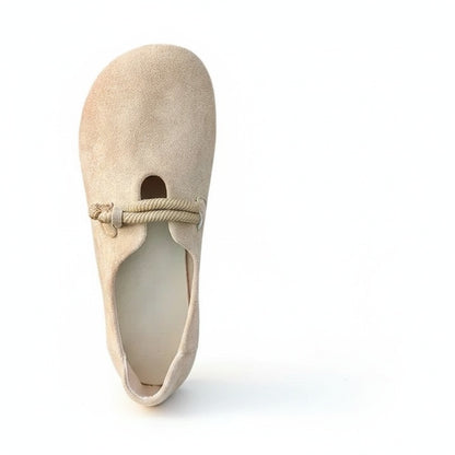 Women's Flat Loafers with Round Toe and Rope Tie Detail