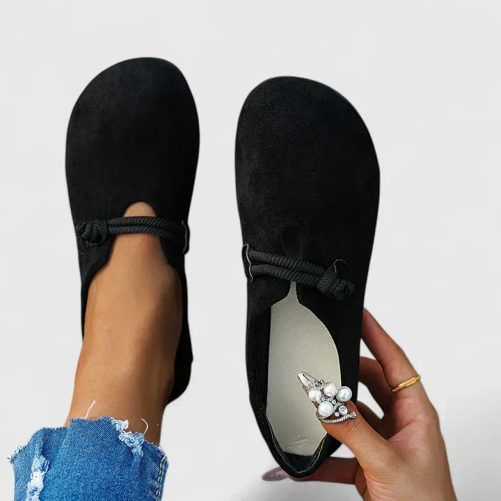 Women's Flat Loafers with Round Toe and Rope Tie Detail
