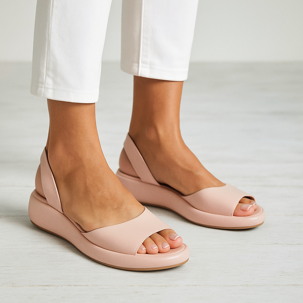 Women's Open Toe Wedge Sandals with Slingback Strap and Platform Sole
