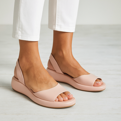 Women's Open Toe Wedge Sandals with Slingback Strap and Platform Sole