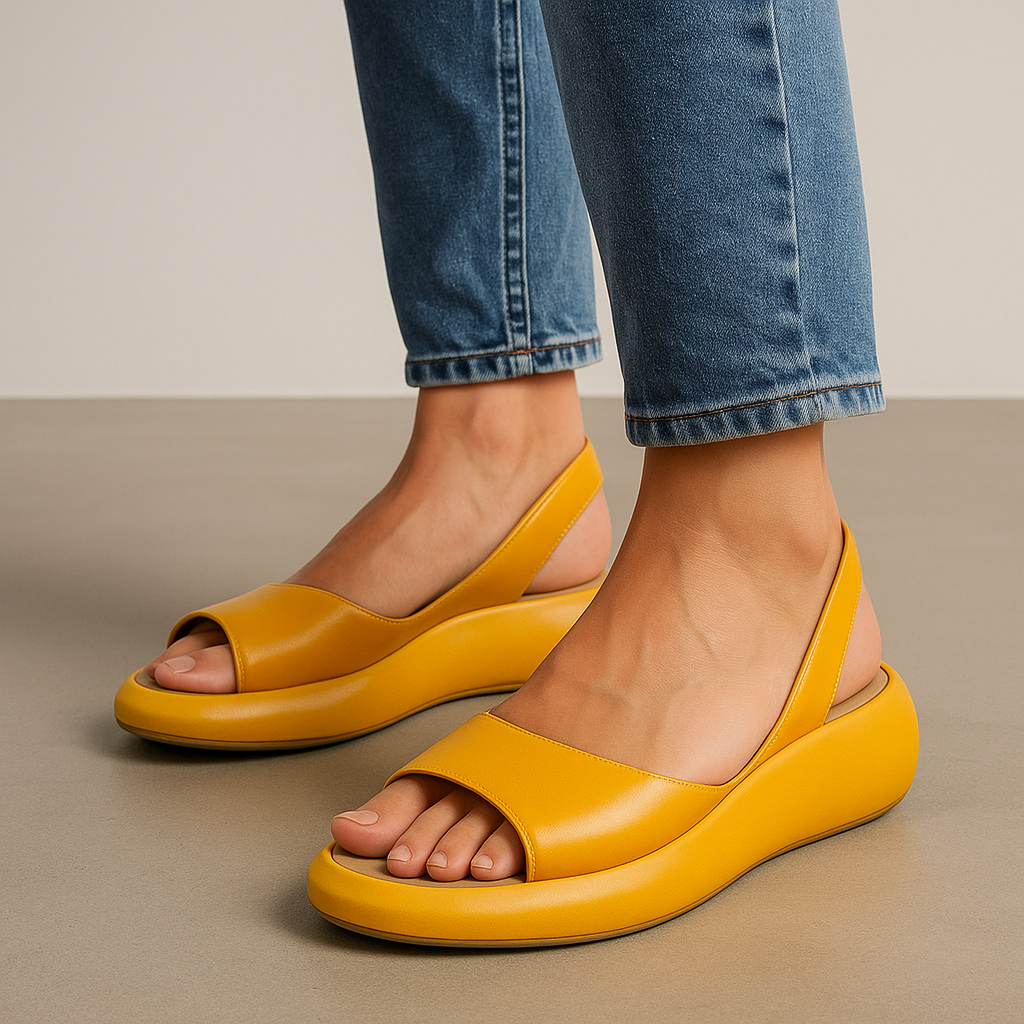 Women's Open Toe Wedge Sandals with Slingback Strap and Platform Sole