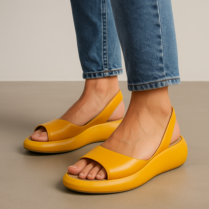 Women's Open Toe Wedge Sandals with Slingback Strap and Platform Sole