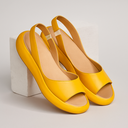 Women's Open Toe Wedge Sandals with Slingback Strap and Platform Sole