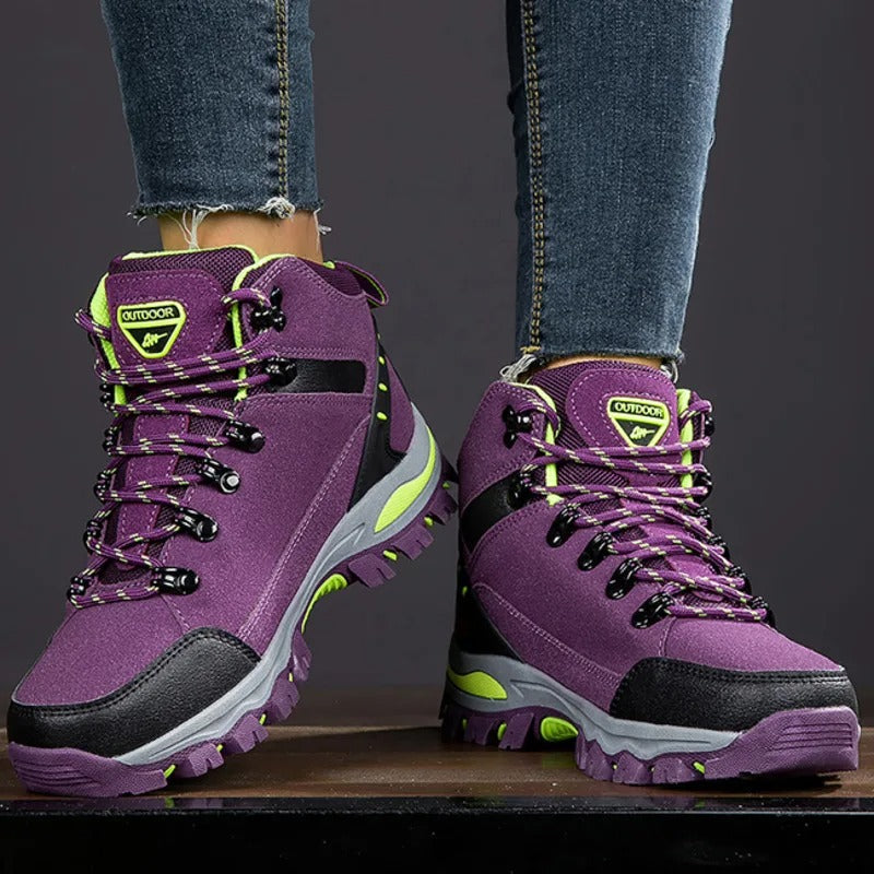 Women's Outdoor Hiking Boots High-Top with Lace-Up Closure and Anti-Slip Sole