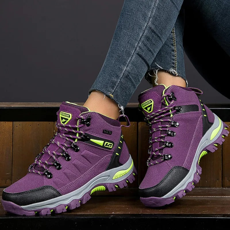 Women's Outdoor Hiking Boots High-Top with Lace-Up Closure and Anti-Slip Sole