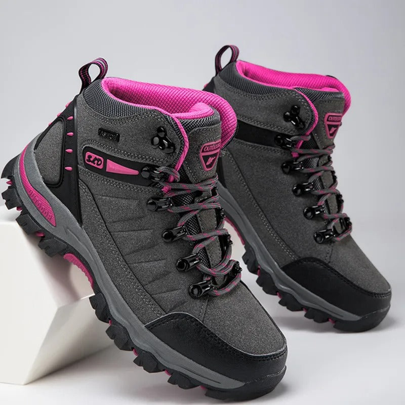 Women's Outdoor Hiking Boots High-Top with Lace-Up Closure and Anti-Slip Sole