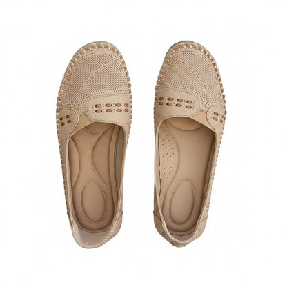 Women's Slip-On Loafer Flats with Perforated Detail and Cushioned Insole