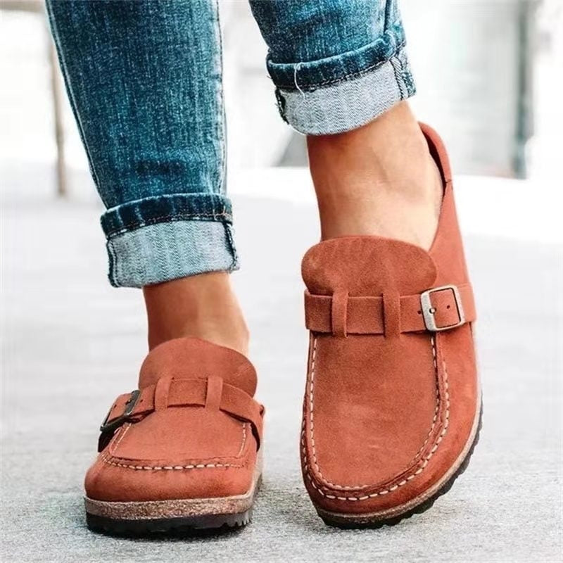 Women's Slip-on Loafers with Buckle Strap and Cork Sole