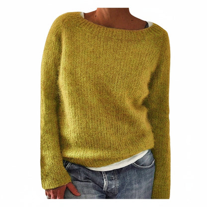 Women's Sweater Long Sleeve with Boat Neck and Relaxed Fit