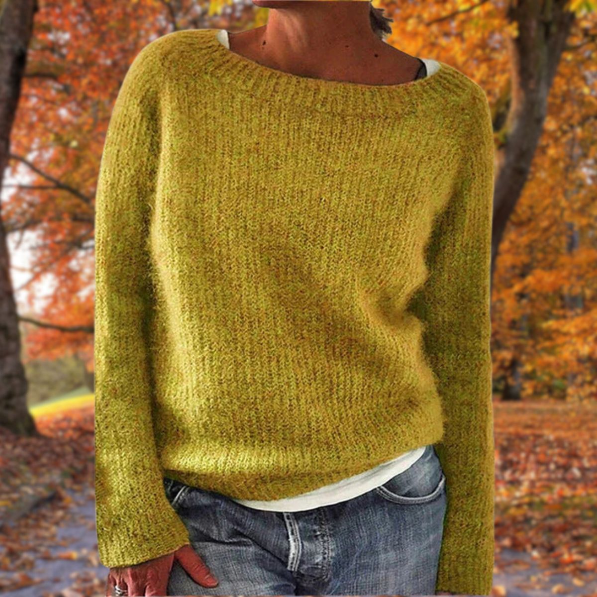 Women's Sweater Long Sleeve with Boat Neck and Relaxed Fit