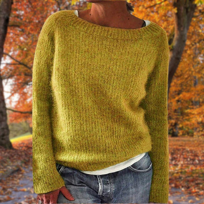 Women's Sweater Long Sleeve with Boat Neck and Relaxed Fit