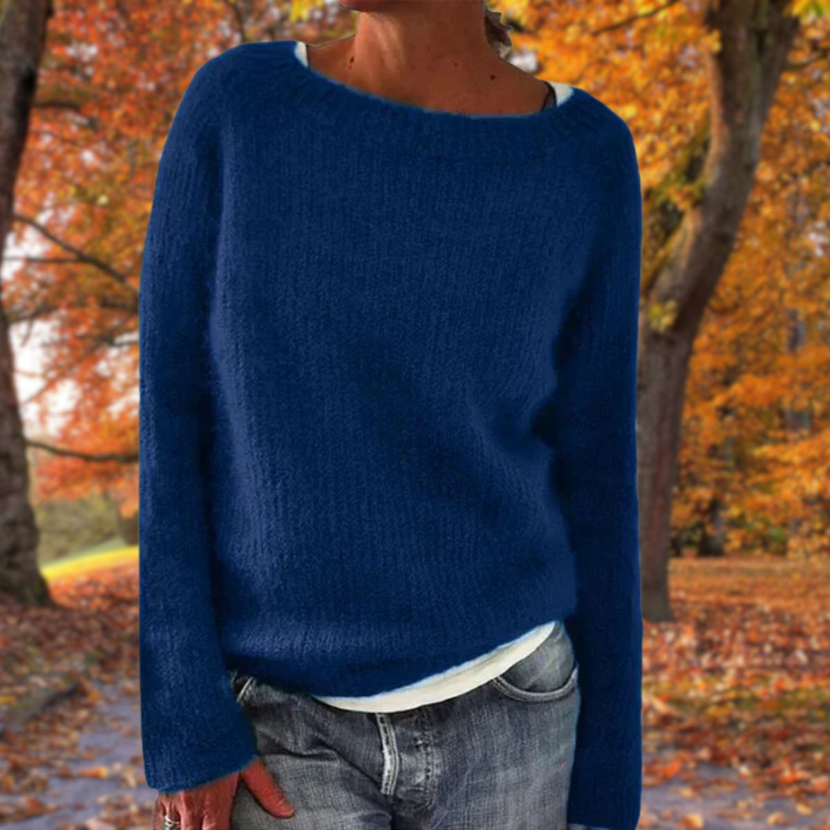 Women's Sweater Long Sleeve with Boat Neck and Relaxed Fit