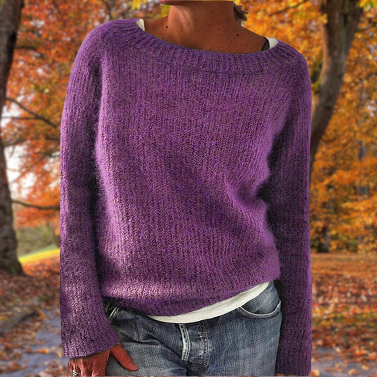 Women's Sweater Long Sleeve with Boat Neck and Relaxed Fit