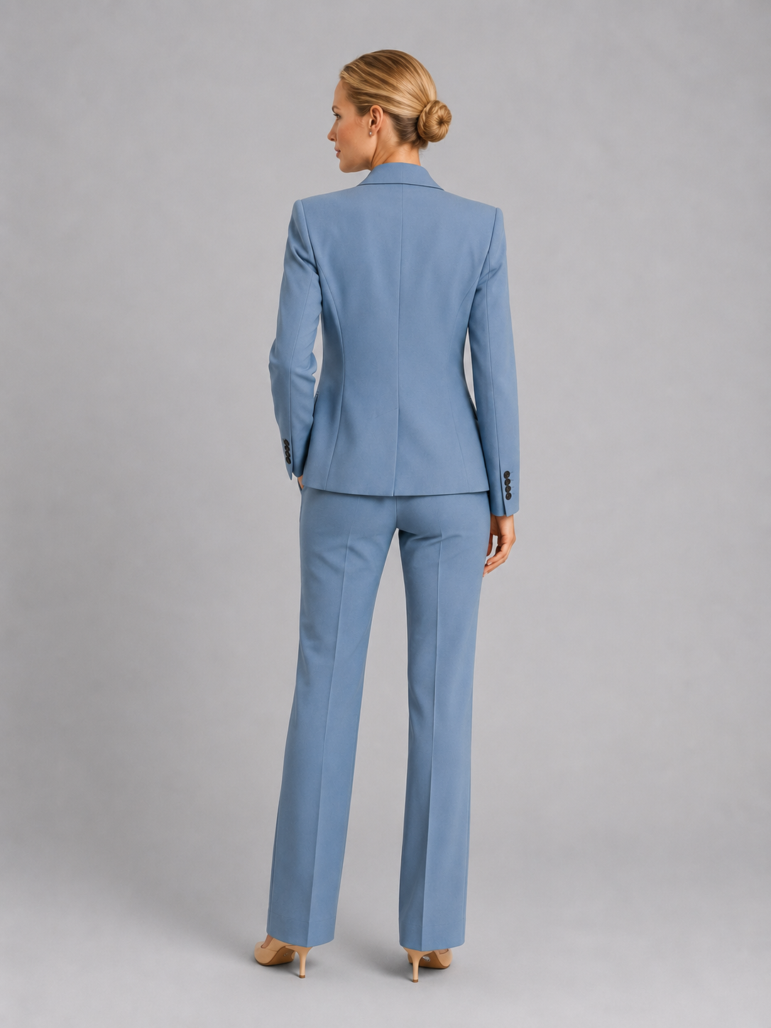 Women's Tailored Blazer and High-Waist Wide-Leg Trousers Suit Set